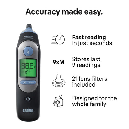 Braun ThermoScan 7 Digital Ear Thermometer, Age-Adjusted Fever Guidance, Baby and Infant Friendly, No. 1 Brand Recommended by Pediatricians, FSA and HSA Eligible
