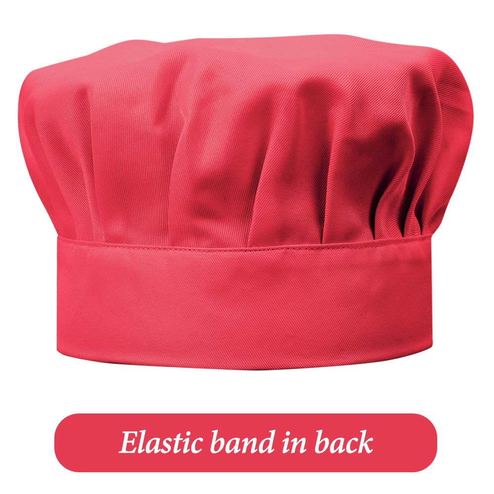 ALIPOBO Kids Apron and Chef Hat Set, Children's Adjustable Bib Apron with 2 Pockets. Cute Boys Girls Kitchen Apron for Cooking, Baking, Painting, Training Wear (2-5 Year, Red)