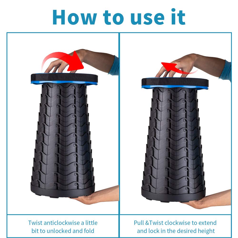 Boreeman Upgraded Folding Stool Lightweight Yet More Sturdy with Load Capacity 400lbs Portable Collapsible Stool for Camping Fishing Hiking BBQ (Blue)