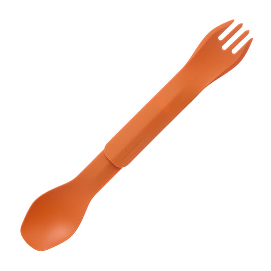 humangear GoBites Bio Duo - Travel Silverware, Full Size Portable Fork & Spoon, Reusable Utensil Set, PC and BPA-free, Food-Safe Bio-Resin, Extended - 9.1” X 1.6”, Orange