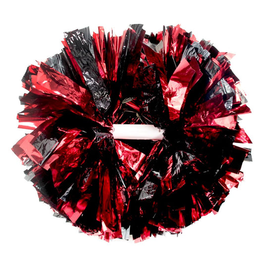 Hooshing 2PCS Cheerleading Pom Poms Black and Red with Baton Handle for Team Spirit Sports Dance Cheering