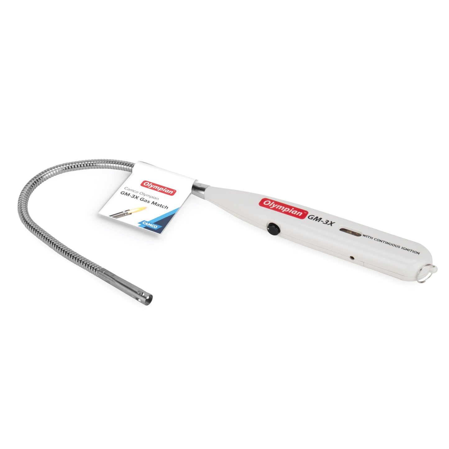 Camco Olympian GM-3X Adjustable Flame Gas Match - Features Windproof Continuous Ignition & Slender Design Equipped with Safety Lock - Refillable with Butane Lighter Fluid (57549)