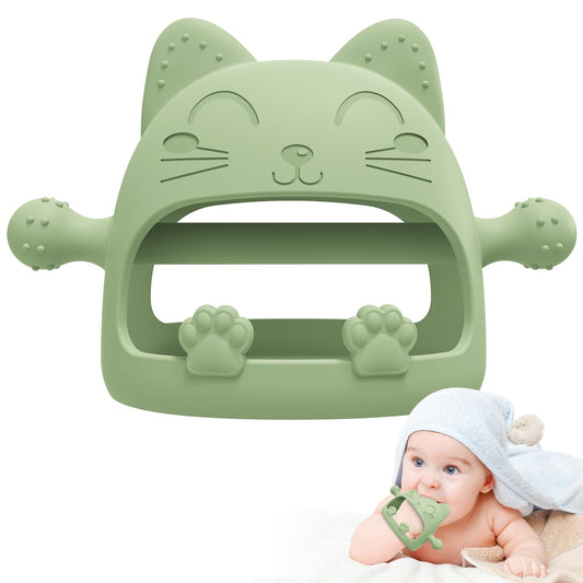 Baby Teethers 0-6 Months,Teething Toys for Babies 0-6 Months,Never Drop Baby Chew Toys for Teething Relief,Infant Hand Teether Pacifiers for 0-6 Months,Ideal Baby Toys Gifts for New Moms(Cartoon Cat)