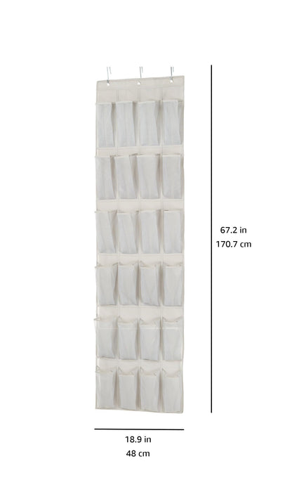 Amazon Basics 24 Medium Pocket Over-the-Door Hanging Shoe Organizer, Light Grey