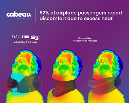 Cabeau Evolution S3 Travel Pillow - Straps to Airplane Seat - Ensures Your Head Won't Fall Forward - Relax with Plush Memory Foam - Quick-Dry Fabric Keeps You Cool and Dry Jet Black