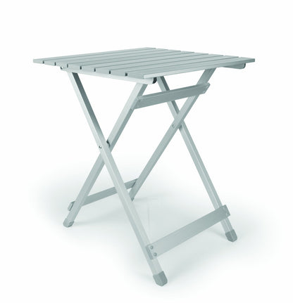 Camco Large Aluminum Side Table - Features Easy Setup & Supports Up to 110lbs - 19.5 L x 20” W x 24.25” H - Great for Camping, RVing & More - Folds to 2” (W) for RV Storage and Organization (51891)