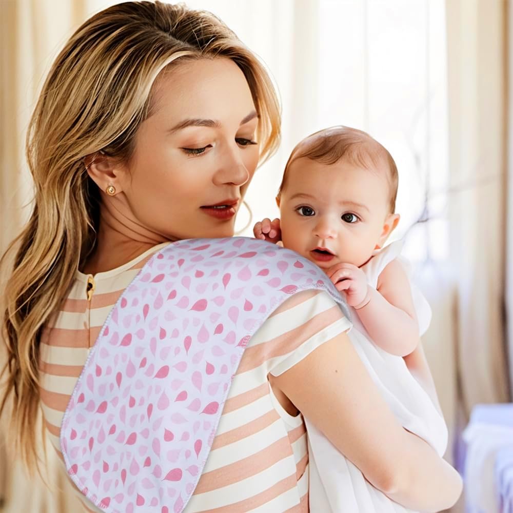 6 Pack Cotton Baby Burp Cloths Extra Absorbent Soft for Baby Boys and Girls (Pink02)