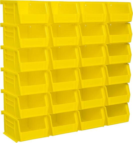 Akro-Mils 30210 AkroBins Plastic Storage Bins, Space-Saving Stackable Bins for Garage, Pantry, Craft Organization, 5-" x 4-" x 3-", Yellow, 24-Pack