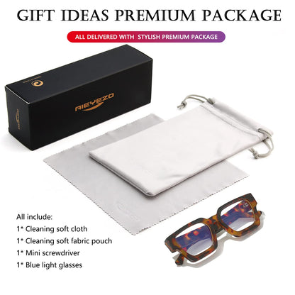 AIEYEZO Square Thick Frame Glasses for Women Men Fashion Blue Light Glasses Trendy Chic Computer Eyeglasses (Tortoise)