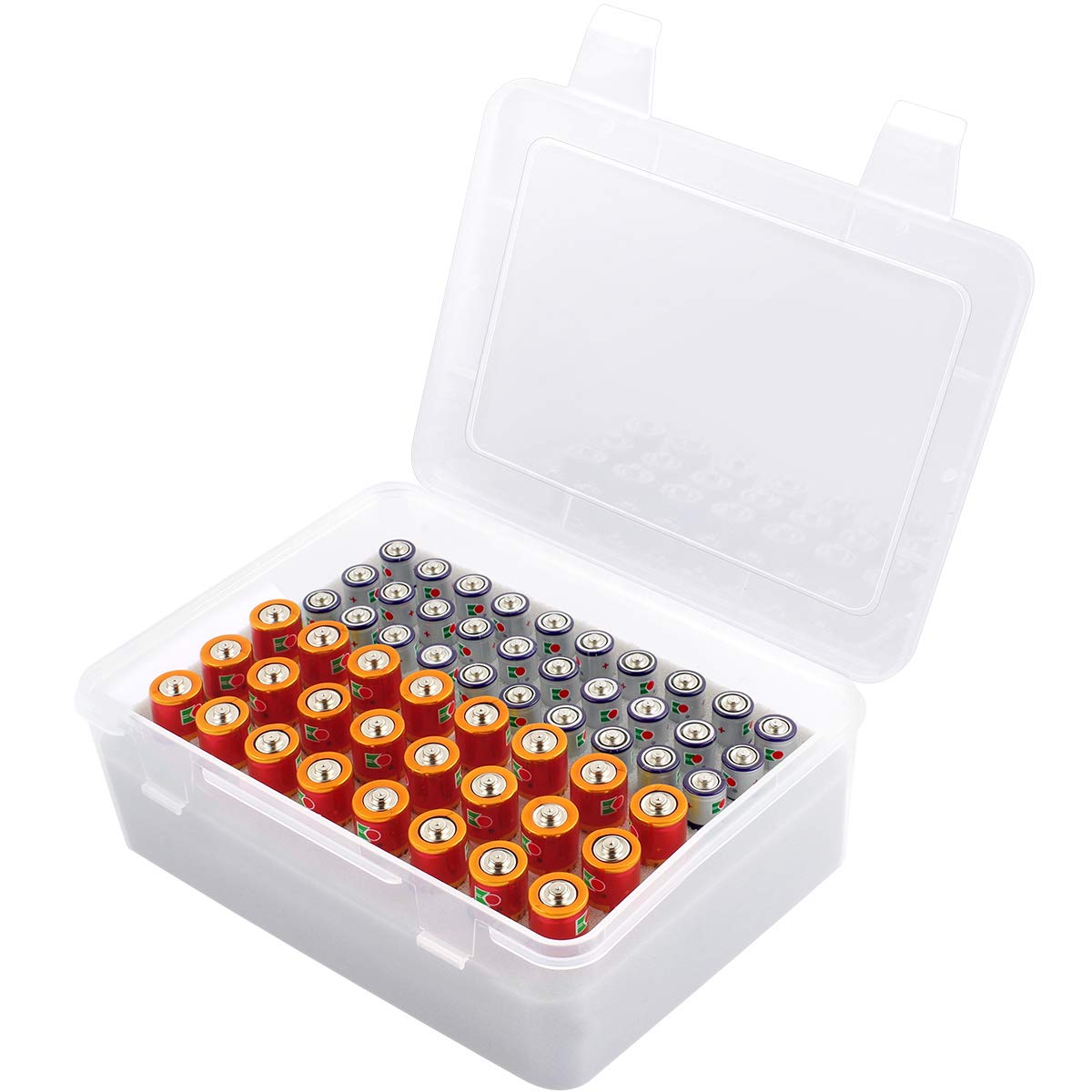 Battery Organizer Storage Box, Garage Case Holder for 24* AA, 30* AAA Batteries (Bag Not Include Batteries Pack) (white)