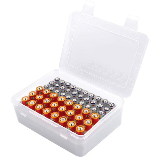 Battery Organizer Storage Box, Garage Case Holder for 24* AA, 30* AAA Batteries (Bag Not Include Batteries Pack) (white)