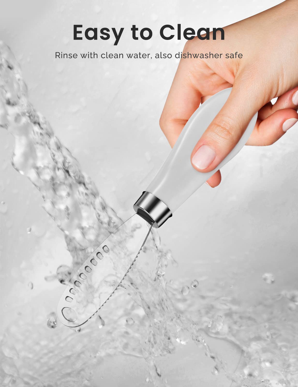 AISBUGUR 2 Pack Stainless Steel Butter Spreader Knife with Holes Multifunction Butter Knife with White Porcelain Handle, Cheese Butter Spreader Knives for Kitchen