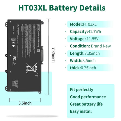 HT03XL L11119-855 Laptop Battery for HP Pavilion 14-CE 14-CF 14-DF 15-CS 15-DA 15-DB 15-DW 17-by 17-CA Series 15-CS0053CL 15-DW0033NR 15-DA0014DX L11421-542 L11421-2C2 HSTNN-UB7J HSTNN-DB8R HT03041XL