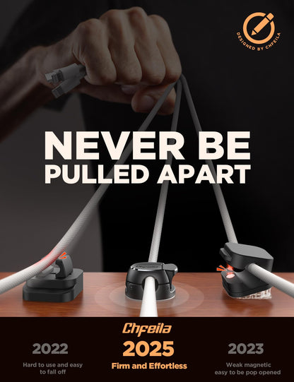 8Pack Cord Organizer [Dual Spring & Clasp, Max Secure] Cable Clips - Chfeila Cable Management, Adhesive Phone Charging Wire Holder for Nightstand/Wall, Home Office Desk Accessories Decor Essentials