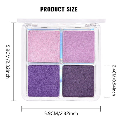 HHLTOH 4 Colors Dark Purple Pink Eye Shadow Powder Palette Makeup, Neutral Matte Shimmer Cream Quads Eyeshadow Palette for Women Highly Pigmented Waterproof, paleta de sombras de ojos, Vegan, 05