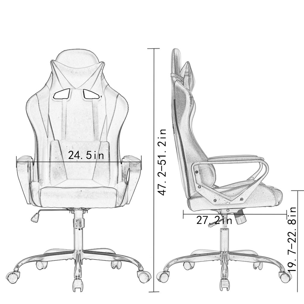 BestOffice Gaming Chair Office Chair Ergonomic Desk Chair Racing Style Gaming Chair with Lumbar Support, Swivel Rolling Base, and Comfortable Padded Seat for Women and Men