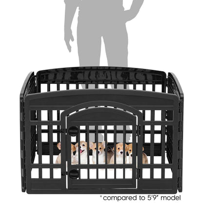 IRIS USA 24" 4-Panel Dog Playpen with Door, 35 x 35 x 24, Puppy Playpen, Dog Play Pen Indoors, Pet Fence, Puppies/Small Dogs, Black