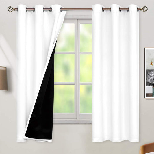 BGment White Blackout Curtains 63 Inch Long - Black Out Curtains for Bedroom Thermal Insulated Grommet Total Room Darkening Window Drapes for Summer Heat Blocking, 2 Panels, 42 x 63 Inch