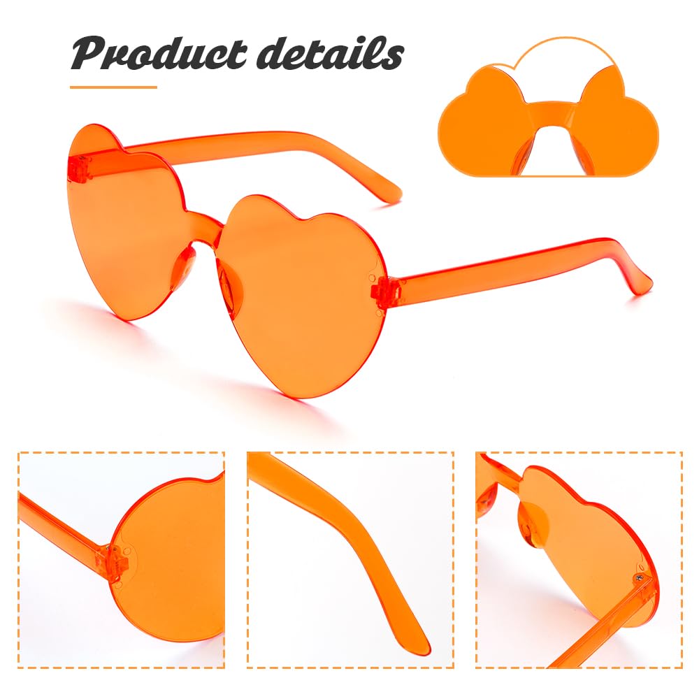 Bachelorette Heart Shaped Sunglasses for Women - Orange Disco Accessories, Funny Halloween Decorations, Party Supplies, Festival Bulk Pack