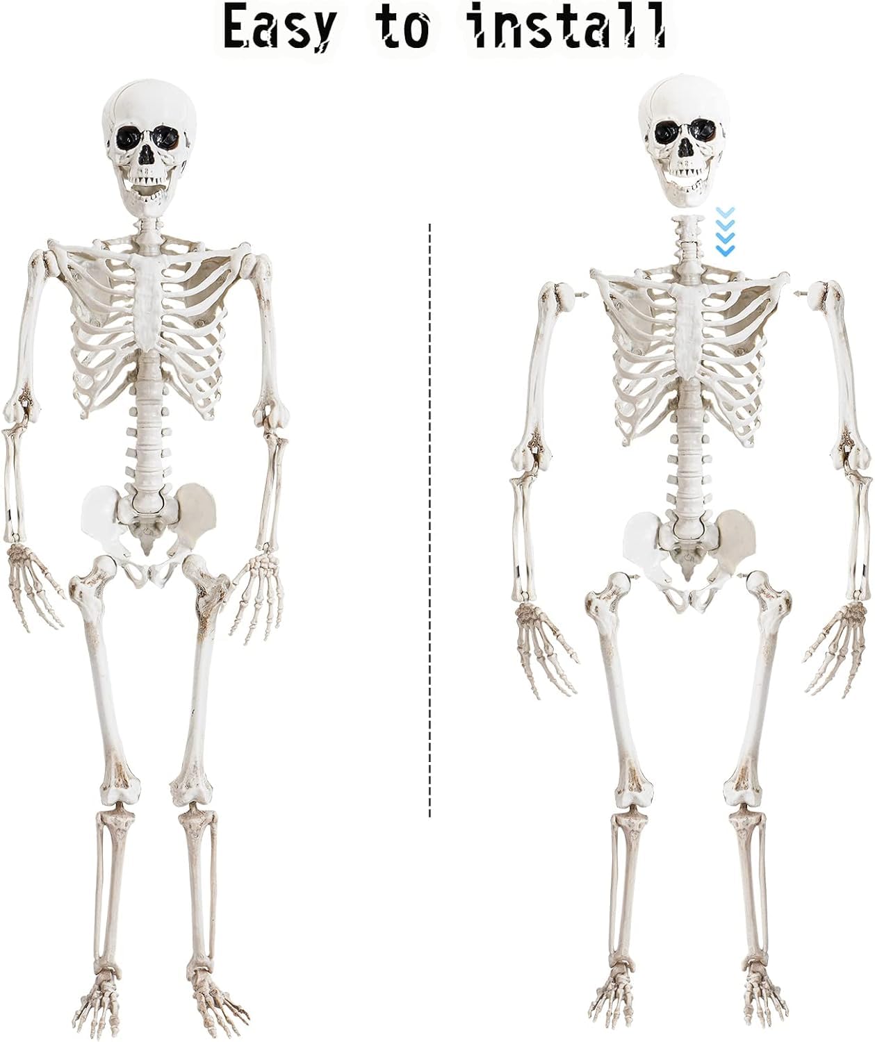 Abakuku 36" Halloween Skeleton Decorations,Human Bones for Halloween Party with Movable Joints,for Haunted Houses, Front Lawn, Graveyard Props