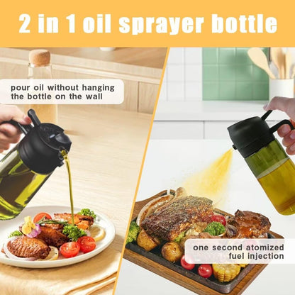 HWHIEUAIK Kitchen Maiden 2 in 1 Oil Dispenser, 2024 New Kitchenmaiden 2 In 1 Oil Sprayer for Cooking，Olive Oil Dispenser Bottle Spray And Pour for Air Fryer, Salad, Frying, BBQ