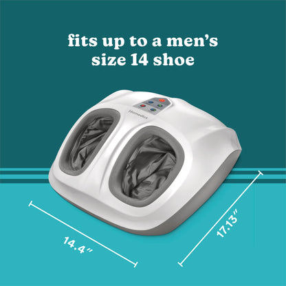 Homedics Shiatsu Air 2.0 Foot Massager with Soothing Heat and Rhythmic Air Compression, 3 Customized Controls and Intensities, Washable Liner, at-Home Kneading Massage Relaxes Feet, 3 Speed Options
