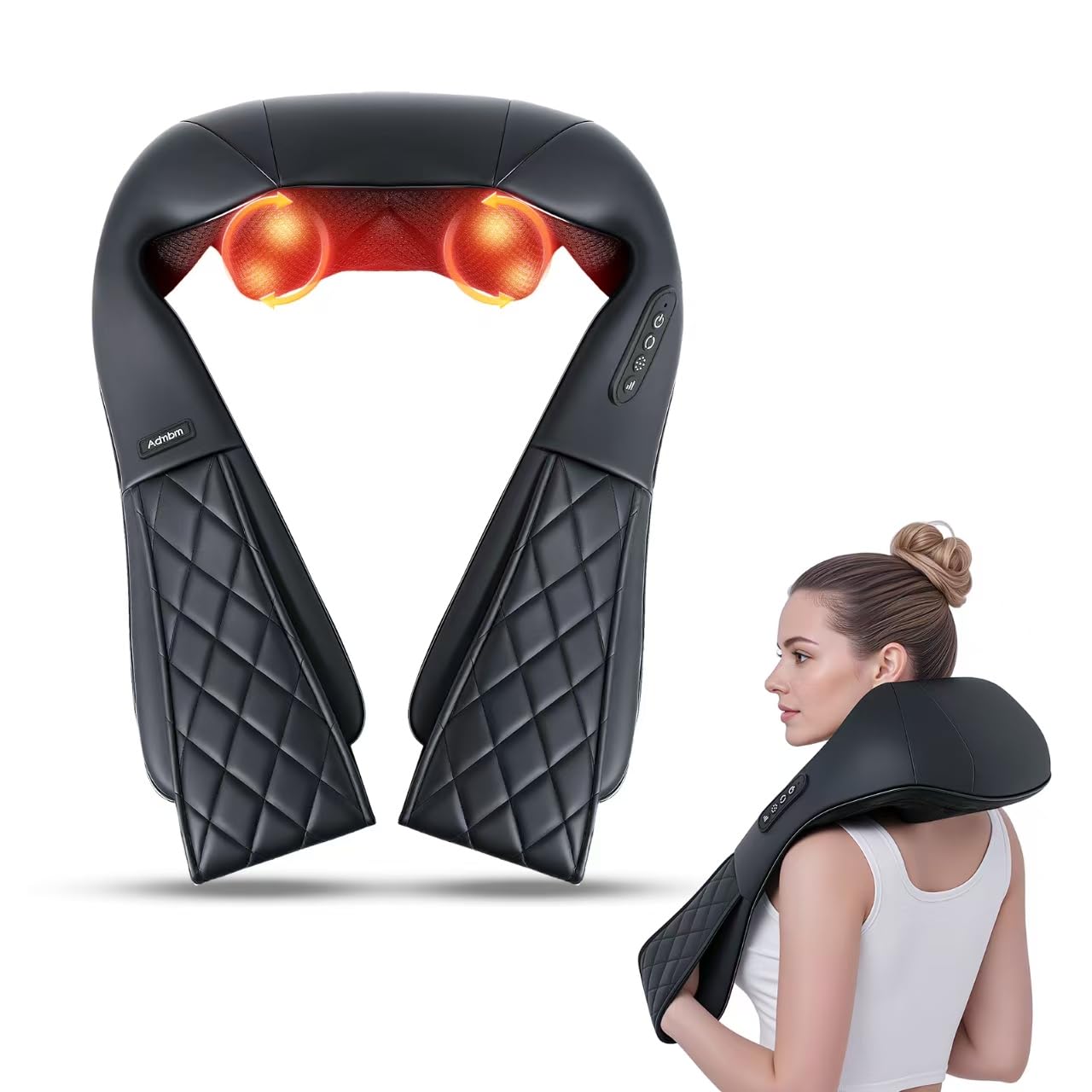 Admbm Back and Neck Massager,Shiatsu Back Massager with Heat,Cordless Portable Kneading Shoulder Massage Shawl Electric Massage Pillow for Pain Relief Deep Tissue Gifts for Dad Mom Friends
