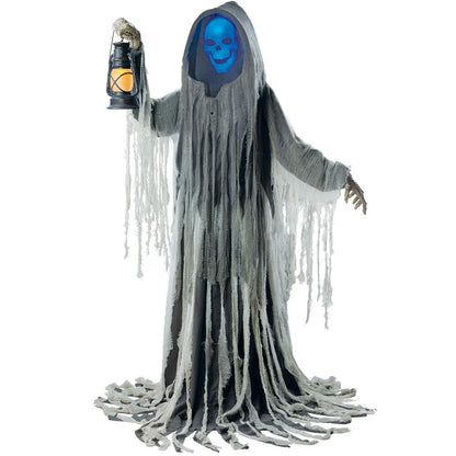 Haunted Hill Farm Motion-Activated Looming Phantom, Plug-in Talking Halloween Animatronic for Standing or Hanging Indoor or Covered Outdoor Creepy Decorations