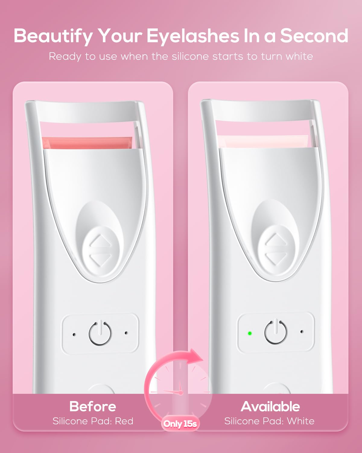 Heated Eyelash Curler, Electric Heated Lash Curler Rechargeable (No Need Batterys Replace) Tiny&Compact Perfect Gift for Women Make a Lasting Eyelashes in a Minute, Heated-Eyelash-Curler-Rechargeable