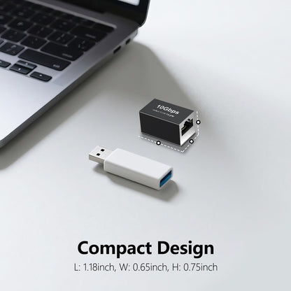 Jadaol RJ45 Coupler 10Gbps, Premium Gold Plated Shielded Ethernet Extender with PoE Support, 328ft Long Distance Extend, Ethernet Coupler Female to Female for Cat8 Cat7 Cat6a Cat6 Cable, 1 Pack Black