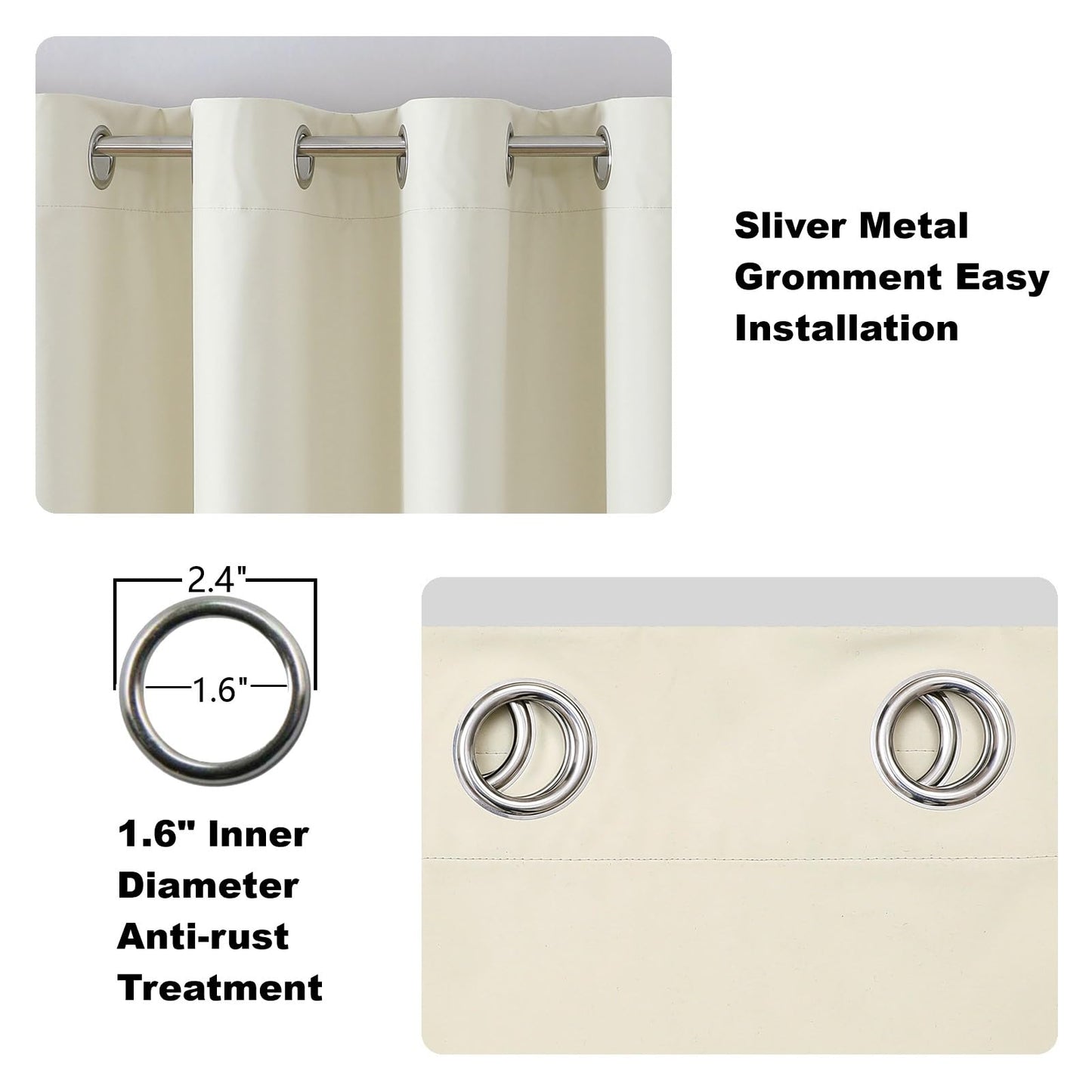 Airwill Grommet Blackout Curtains for Living Room Bedroom Window - Set of 2 Window Curtain Panels, Room Darkening, Thermal Insulated (W52 x L84 Inch, 2 Panels, Beige)