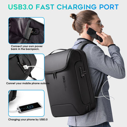 BANGE Men's Anti-Theft Backpack,Waterproof Fashion Travel Backpacks,High Tech Backpack with USB3.0 Charging Port,Business Laptop Backpack Fits 17.3 Inch Notebook…