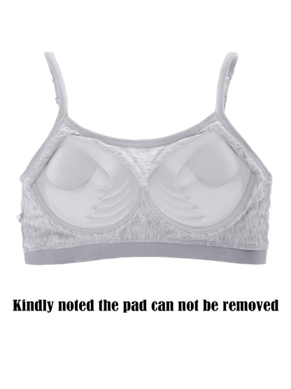 Boao 3 Pieces Mini Camisole Bra Padded Brassiere Tank Top Brassiere Women Sports Bra with Straps(Black, White, Grey,L)