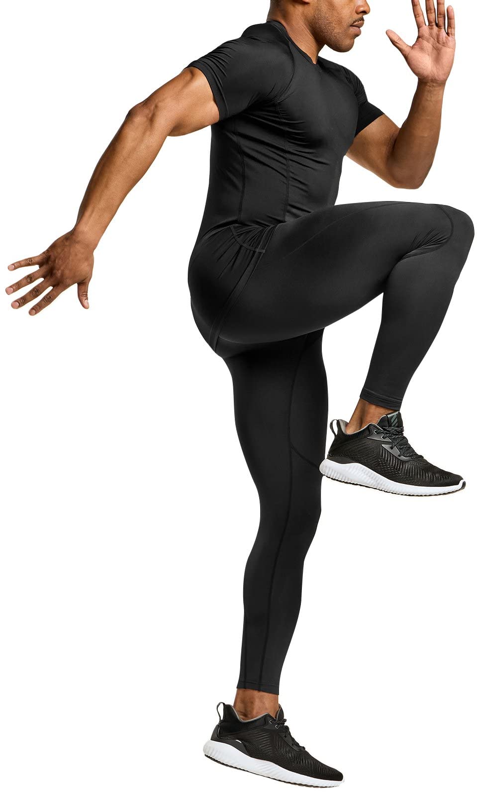 ATHLIO Men's Cool Dry Short Sleeve Compression Shirts, Sports Baselayer T-Shirts Tops, Athletic Workout Shirt, 3pack Tops Black/Black/Black, Medium