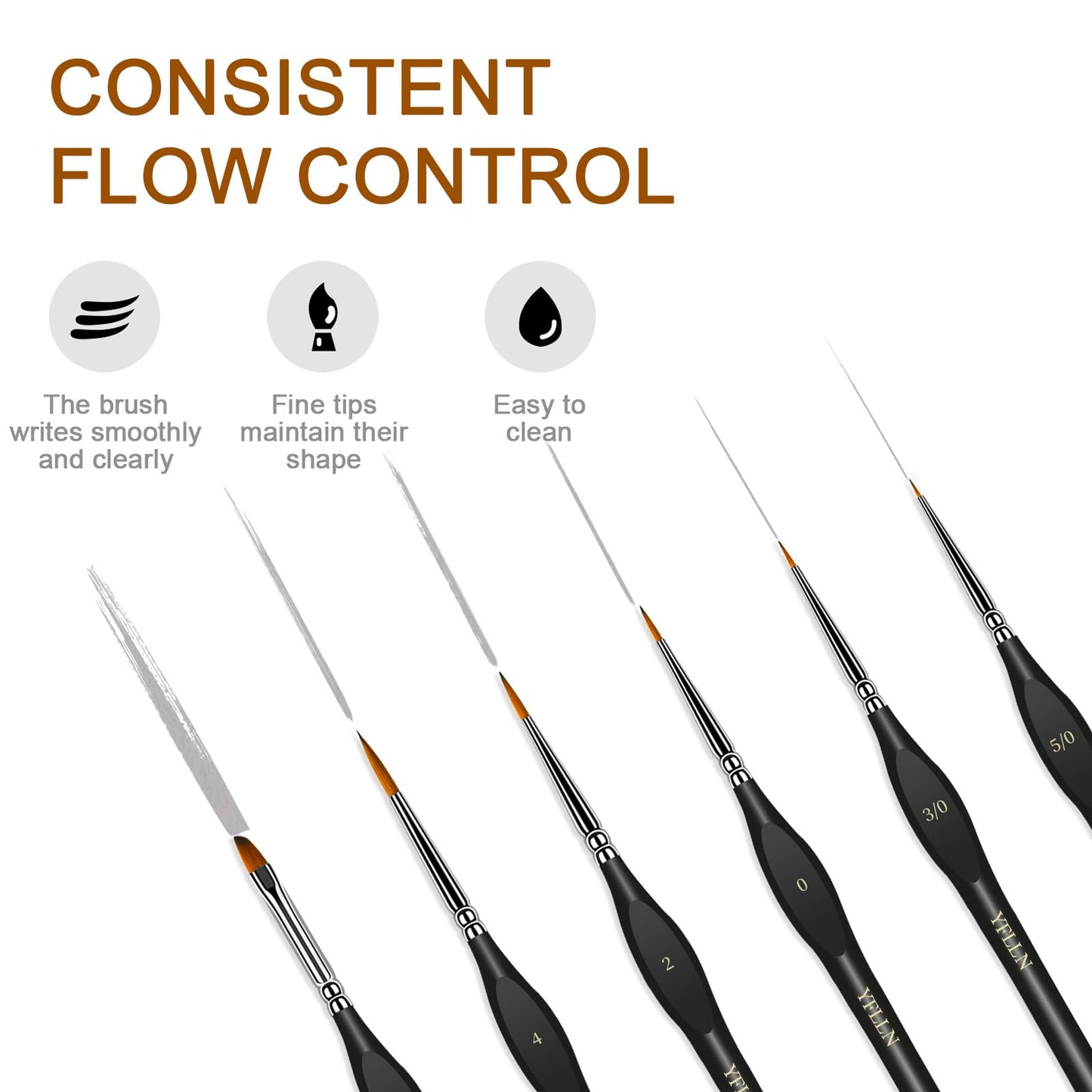 6Pcs Miniature Paint Brushes Set with Triangular Handles - for Acrylics, Oils, Watercolors & Paint by Number, Figurine(Black)