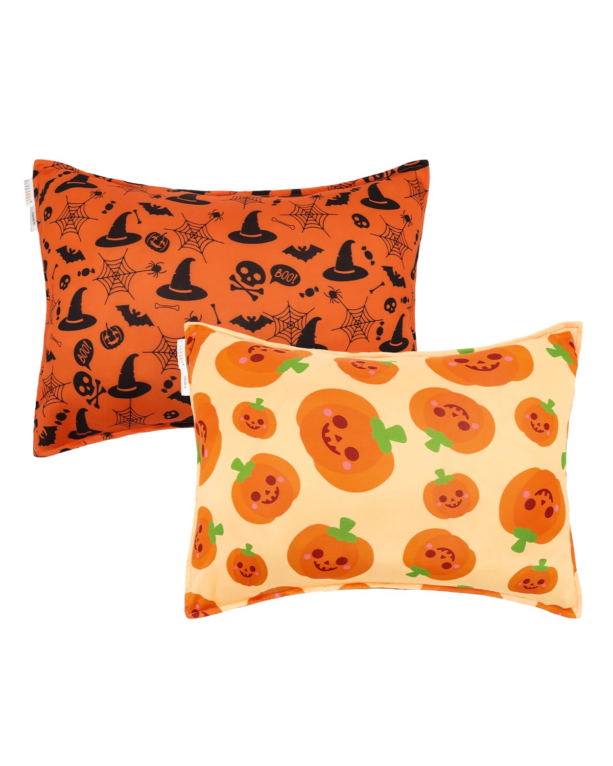 ALVABABY Toddler Pillowcases Stretchy Soft Kids Pillow Cover 2 Pack Fit 13"x 18" or 12"x16" Envelope for Girl Boy Sleepy Travel Halloween 2TPE34A