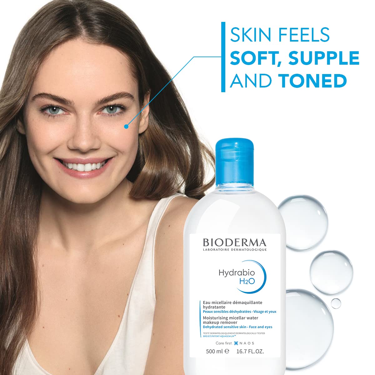 Bioderma Hydrabio H2O Micellar water for dehydrated skin, makeup remover, 500 ml