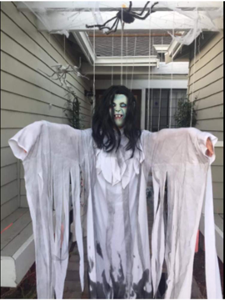 Aweilan Halloween Horror Grimace Ghost Mask Scary Zombie Emulsion Skin with Hair (black Hair)