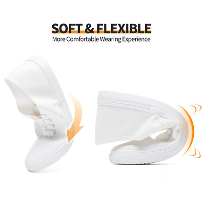 Womens Classic White Sneakers,Low Top White Canvas Shoes,Lightweight Casual Canvas Sneakers(White Flower.US8)