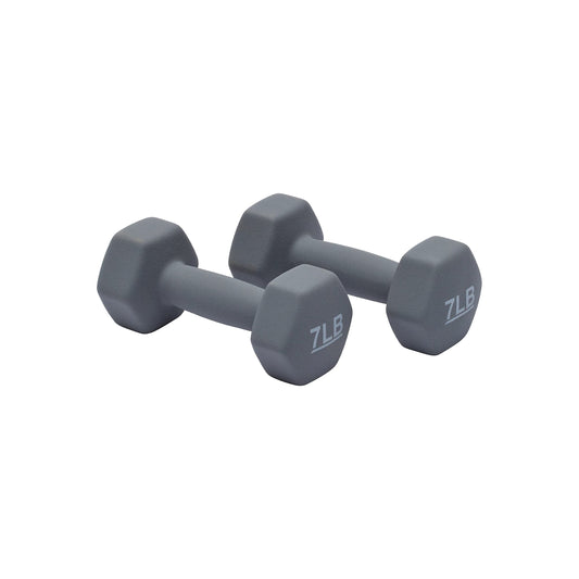 Amazon Basics Neoprene Dumbbell Hand Weights, 7 Pounds, Pair, Light Grey