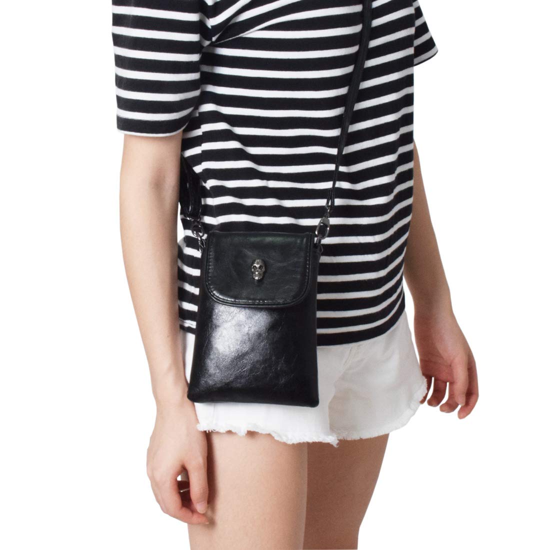 WITERY Small Crossbody Cell Phone Purse Gothic Leather Bag Shoulder Travel Purse