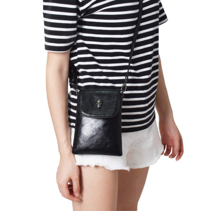 WITERY Small Crossbody Cell Phone Purse Gothic Leather Bag Shoulder Travel Purse