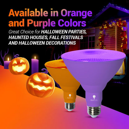 Bluex Bulbs 2 Pack LED Par38 Flood Purple Light Bulb - 18W (120Watt Equivalent) - Dimmable - E26 Base LED Lights, Party Decoration, Porch, Home Lighting, Holiday Halloween Purple Flood Lights Bulb.