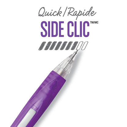 BIC Velocity Side Clic Mechanical Pencils, With Colorful Barrel, Medium Point (0.7mm), 4-Count Pack Mechanical Pencils With Eraser and Lead Refills