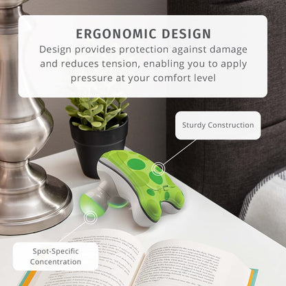 HoMedics Ribbit Mini Handheld Massager, Vibrating Electric Massager with Comfort Grip and LED Light, Batteries Included, Comes in variable colors, Green, Blue or Pink (Color May Vary)