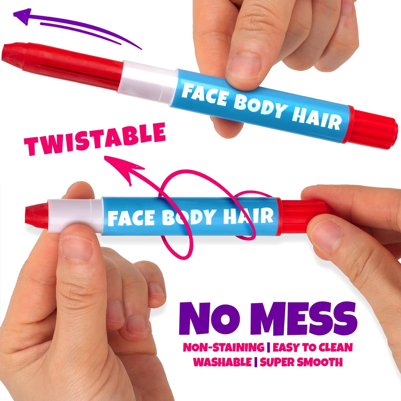 Blue Squid Face Paint Crayons - 12 Vibrant Colors Twistable & Washable Face Paint Sticks - Face Painting Kit for Kids Party, Halloween, Belly Painting Kit Pregnancy, Makeup Body Paints for Adults