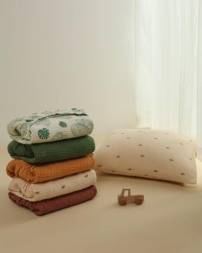 Blissful Diary Muslin Crib Sheets for Girl Boy, Boho Neutral Soft Cotton Baby Sheet for 52''x28'' Standard Crib Mattress, 2 Pack(Monstera&Dark Green)