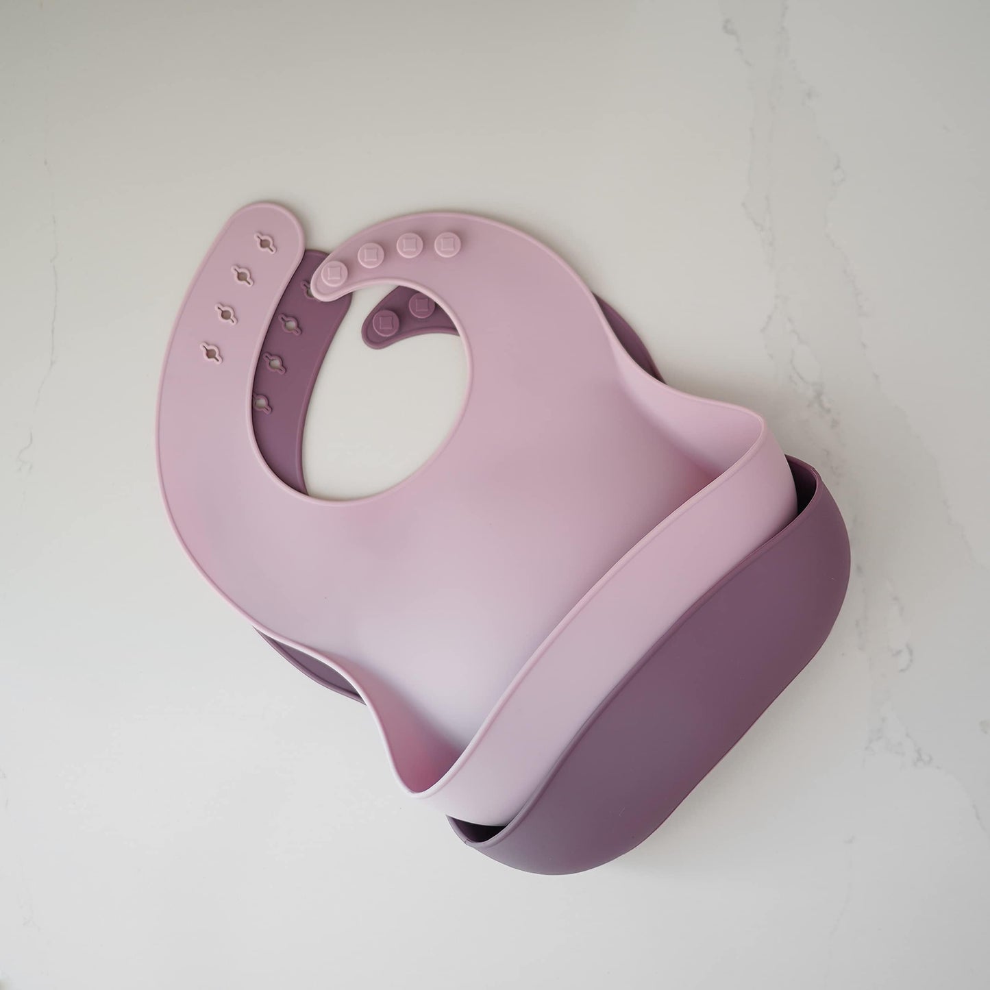 AVA + OLIVER Waterproof Silicone Bib Set with Adjustable Neck Closure - Durable Silicone Bibs for Babies - Set of 2 (Lavender)