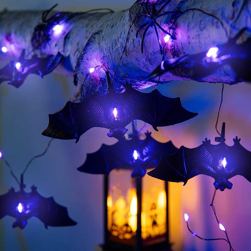 BOHON Halloween Lights String 30 LEDs Bat Fairy Lights with Remote 12 Lighting Modes Battery Operated String Lights for Outdoor Indoor Party Patio Halloween Decoration