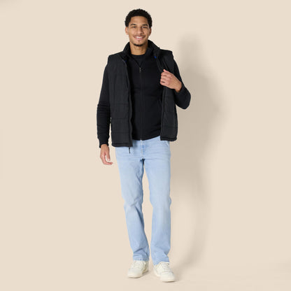 Amazon Essentials Men's Sweatshirt, Mock Neck, Fleece Zip Up, Black, X-Large